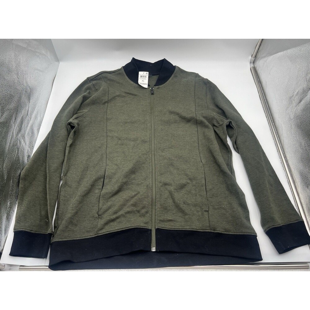 Alfani Men Jacket XL Full Zip Bomber Lightweight Cotton Sweater Olive Green NWT